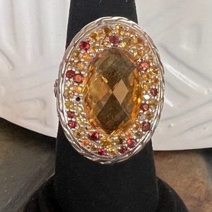 John Hardy Batu citrine and garnet cocktail ring.